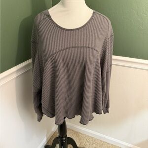 Out From Under Gray Oversized Waffle Knit Long Sleeve Top Size L